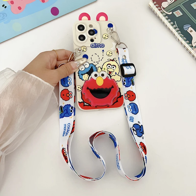 Para Samsung Galaxy A17 A07 A16 A06 A26 A56 A04E A05 A05s A15 A25 A35 A55 funda ELMO con cuerda de soporte - imagen 5