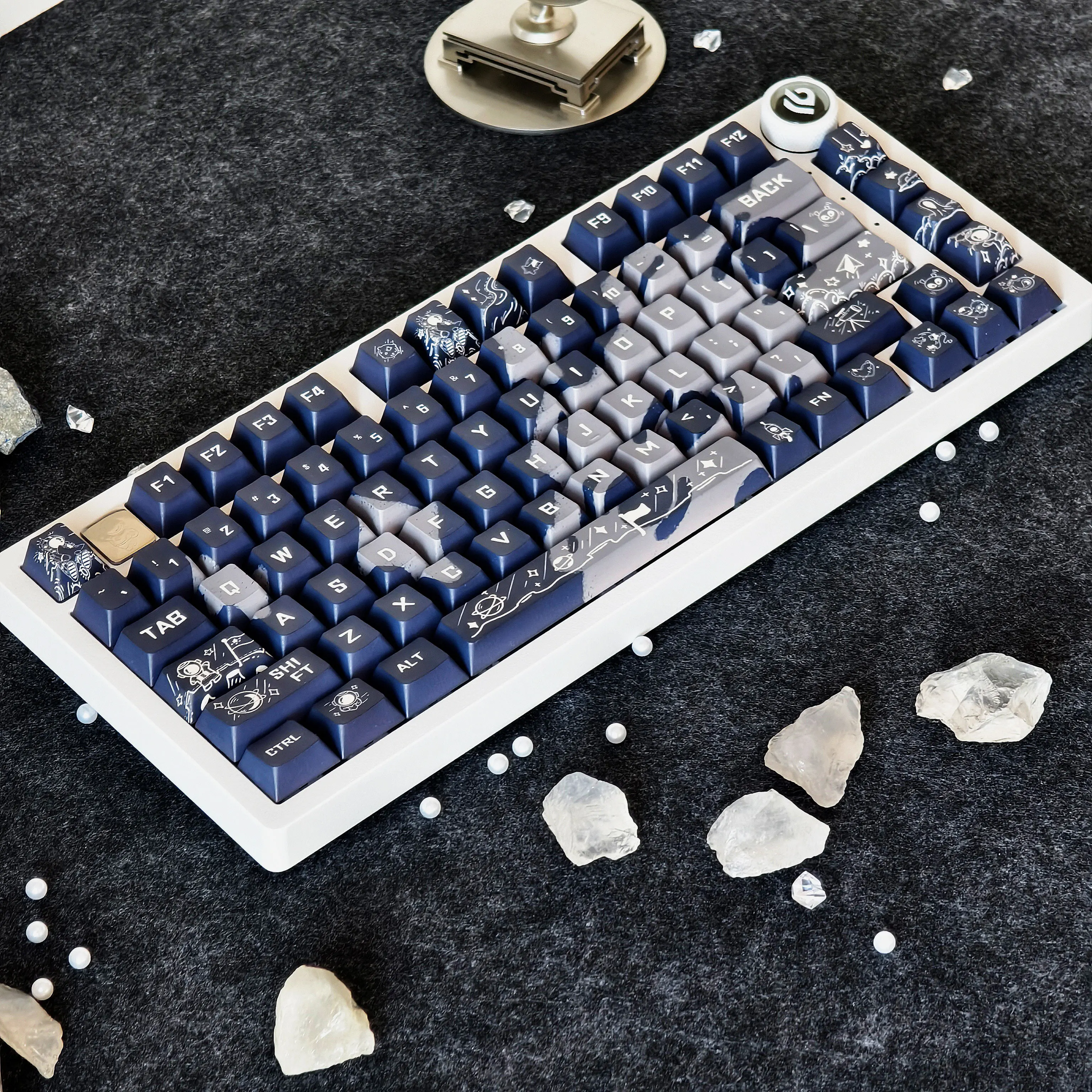 Tecla de teclado errante interestelar cereza Moa Pbt sublimación térmica de cinco lados blanco azul tecnología sentido Diy Keycap - imagen 3