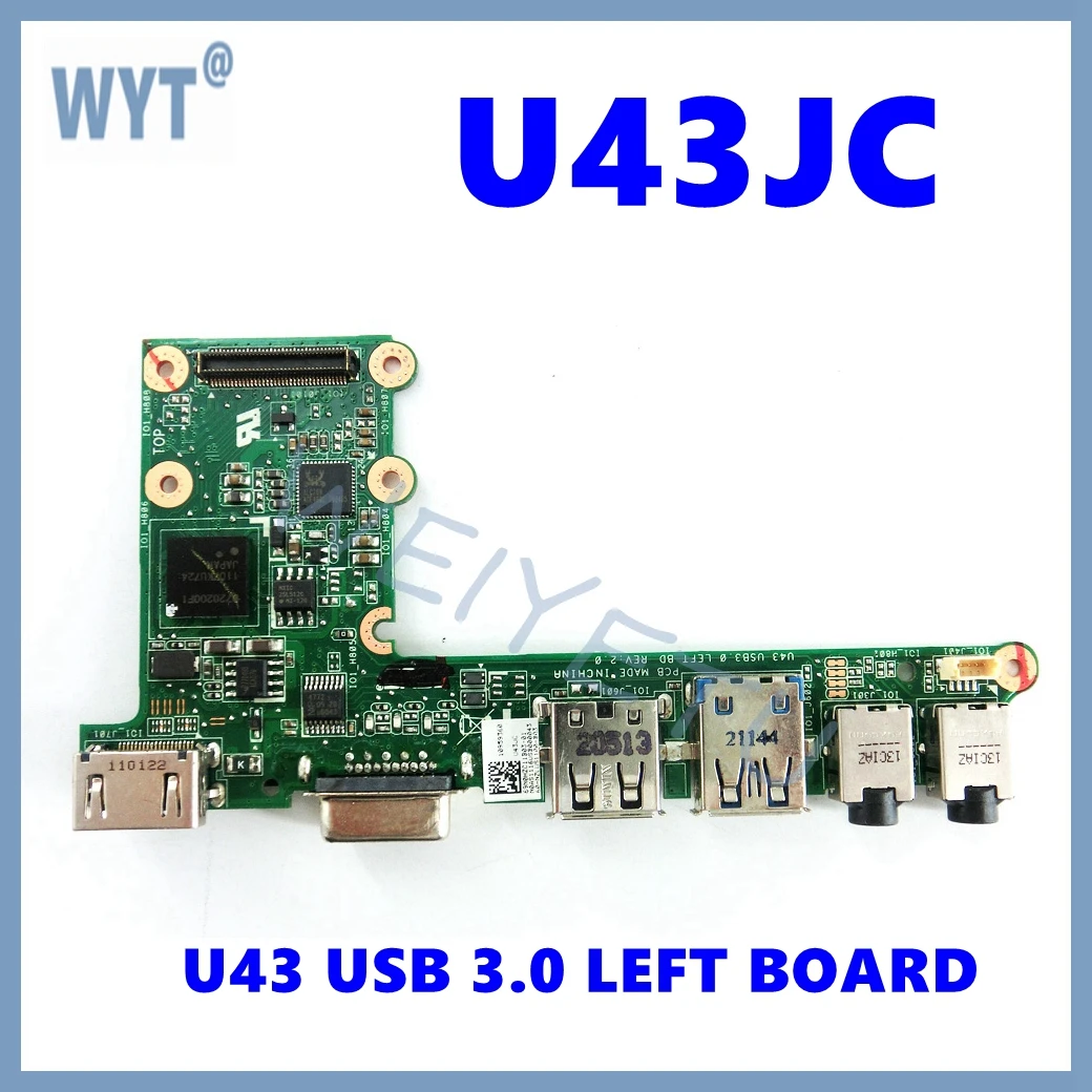 Placa izquierda U43JC U43 USB 3,0 para ASUS U43 U43J U43JC portátil IO Boaed VGA Audio USB 2,0 placa 69N0HZC11B03-01 - imagen 2