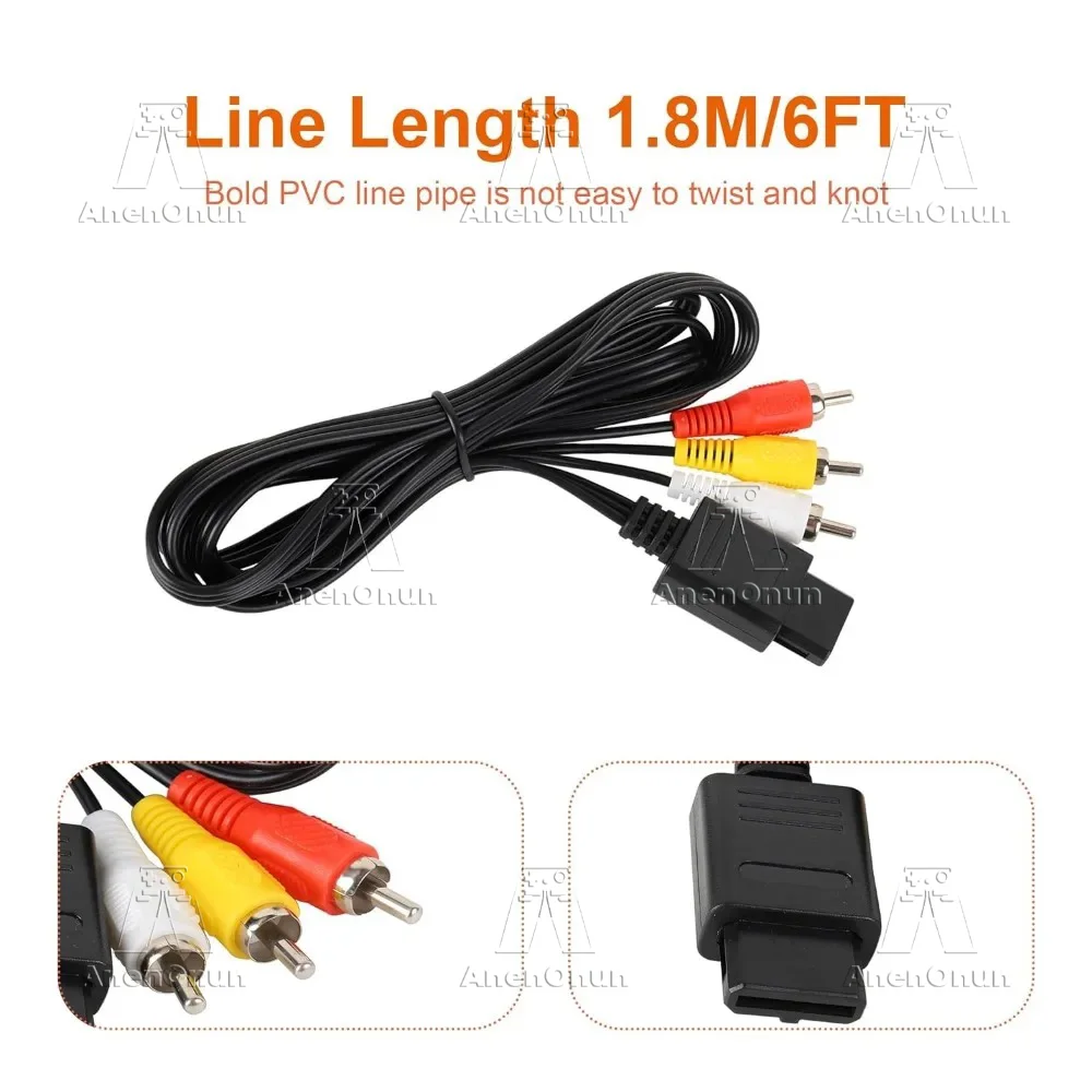 N64/Gamecube/SNES/SFC Cable AV de alta calidad 1,8 M/6 pies TV Cable compuesto de Audio y vídeo accesorios de consola de videojuegos Retro - imagen 4