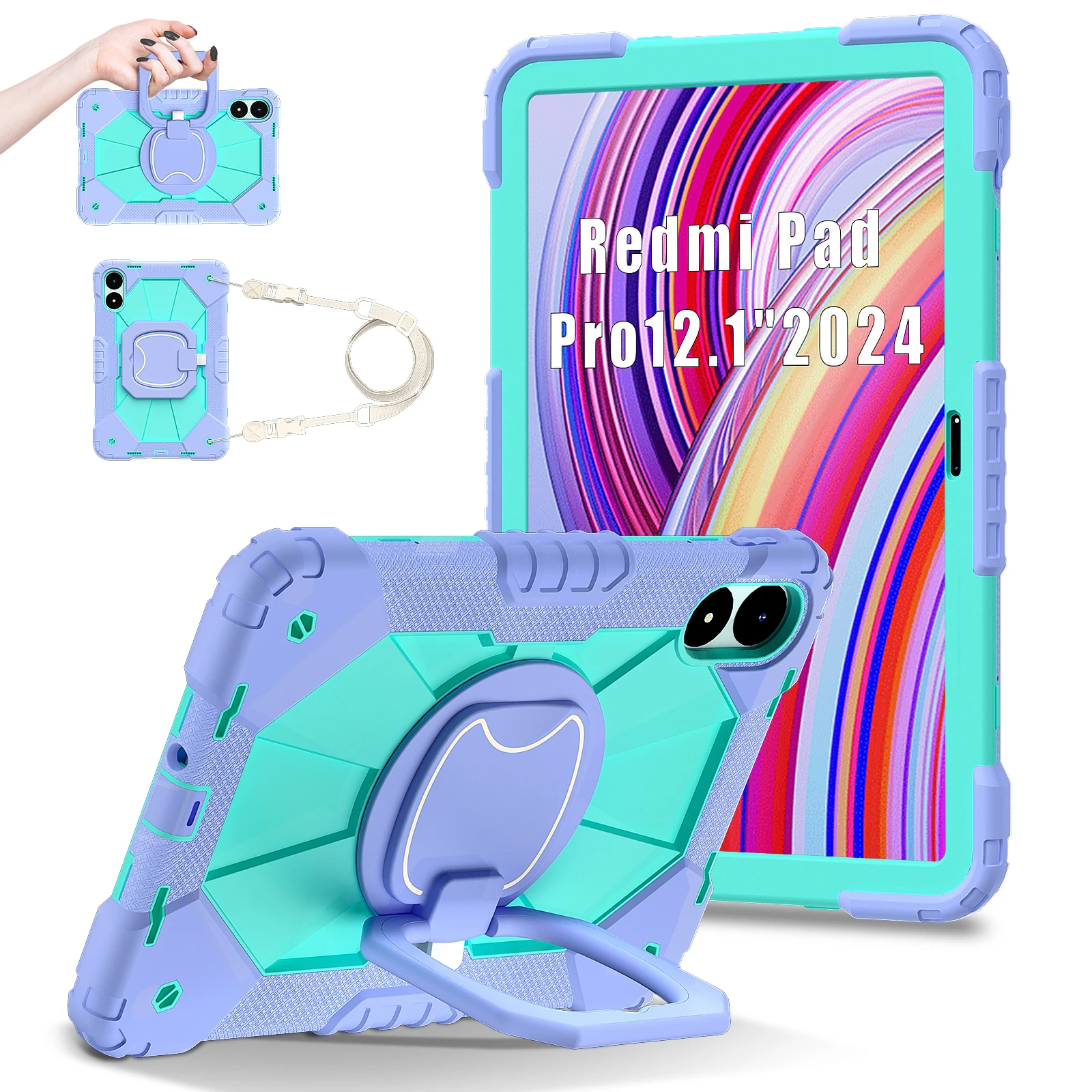 Funda para niños para Xiaomi POCO Pad 12,1, funda para Redmi Pad 2 11 Pro 12,1 SE 8,7 mi Pad 7 8 Pro 11,2 con mango y correa para el hombro