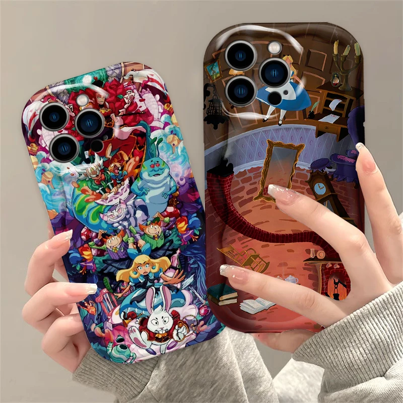 Funda de Alicia en el país de las Maravillas para Apple iPhone 15 14 13 12 11 Pro X XR XS Max Plus 8 7 Plus SE Wave Oil funda de teléfono - imagen 4