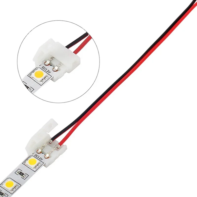 5/50 Uds 2 pines 8mm 10mm tiras de luces LED conector Clip de empalme para SMD 3528 5050 5630 lámparas de tira LED Barra de luz Conector - imagen 3