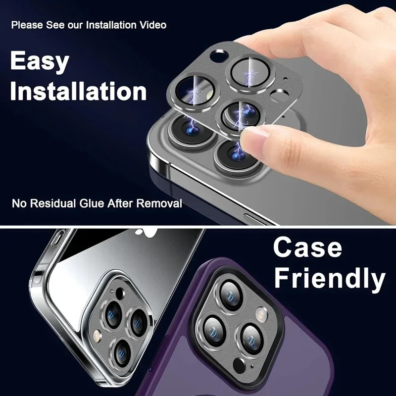Protector de lente de cámara de Metal para iPhone 14, 11, 12, 13, 15 Pro Max, película protectora de lente trasera para iPhone 15 14 Plus 12 13 Mini - imagen 4