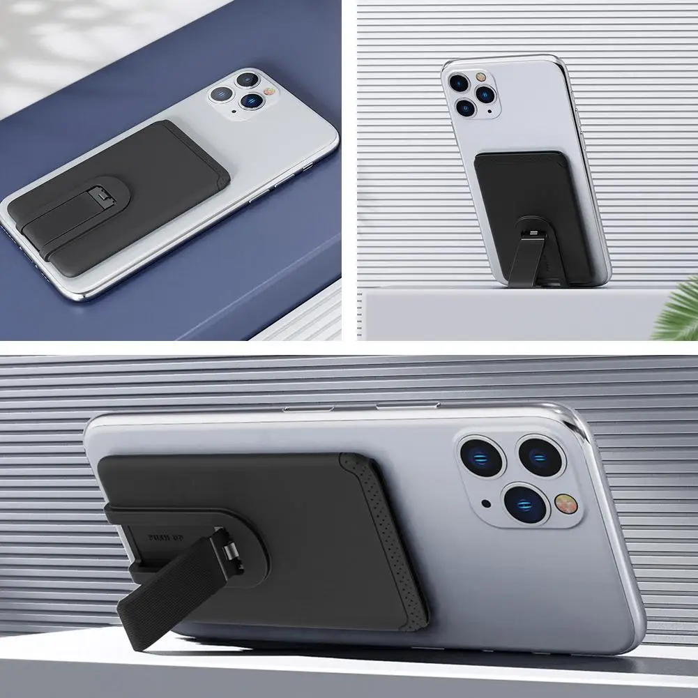 Soporte Universal de silicona para tarjetas de teléfono, funda tipo billetera para IPhone, adhesivo trasero para autobús/identificación, adhesivo para tarjetas bancarias - imagen 4