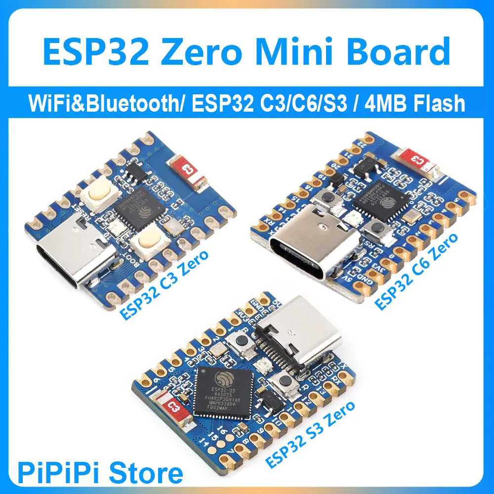 ESP32 C3/C6/S3 Zero Mini Placa de desarrollo 2,4 GHz Wi-Fi y Bluetooth 5 RISC-V 4MB de memoria Flash integrada antena cerámica integrada