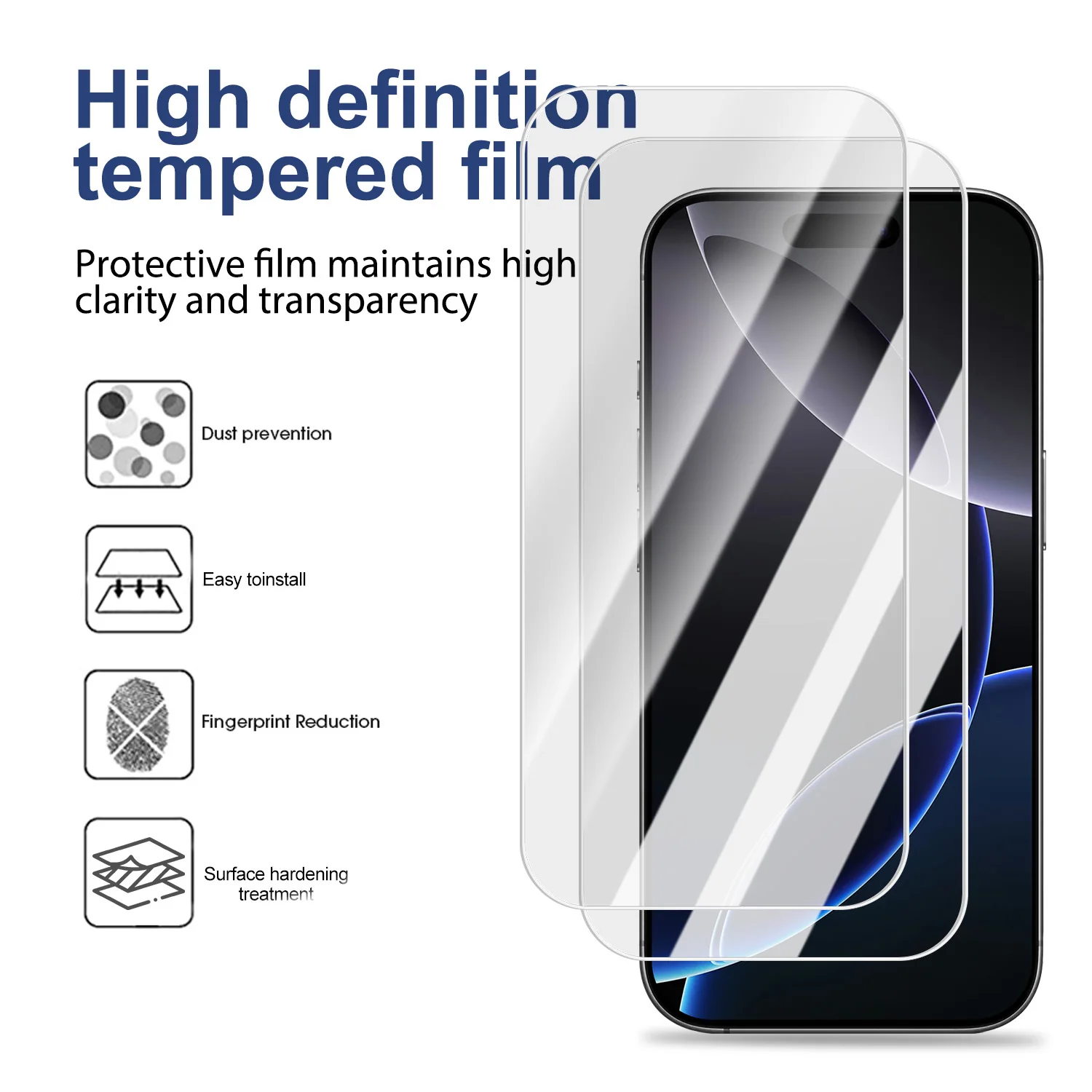 1-3 uds HD vidrio templado transparente para iPhone17 Pro Max 9H dureza protectores de pantalla película cobertura completa para iPhone 17Air 17Pro - imagen 2