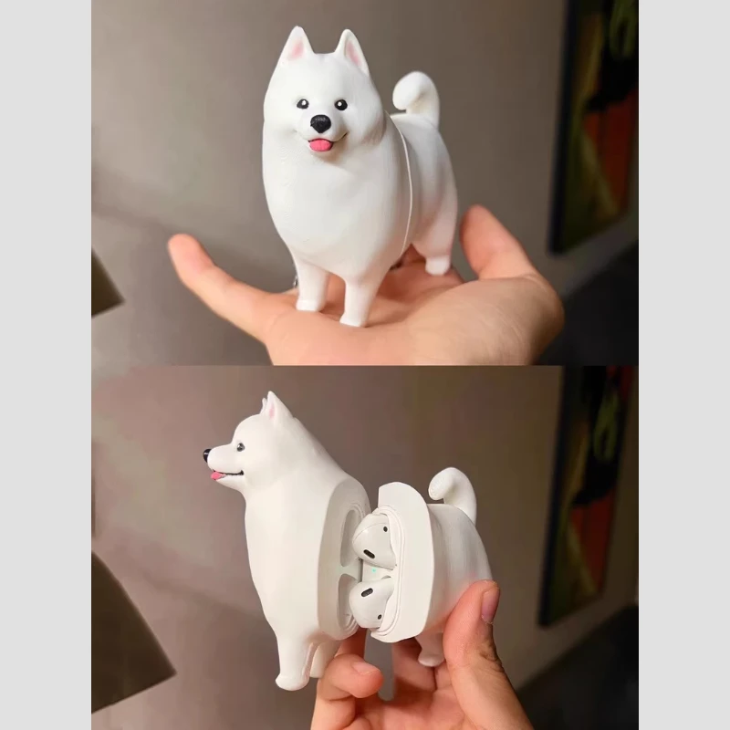 Funda bonita para auriculares con diseño de cachorro samedo para Airpods Pro1 2, decoración personalizada con estampado 3D Pla, funda para auriculares Originality AirPods1/2/3, regalo - imagen 2