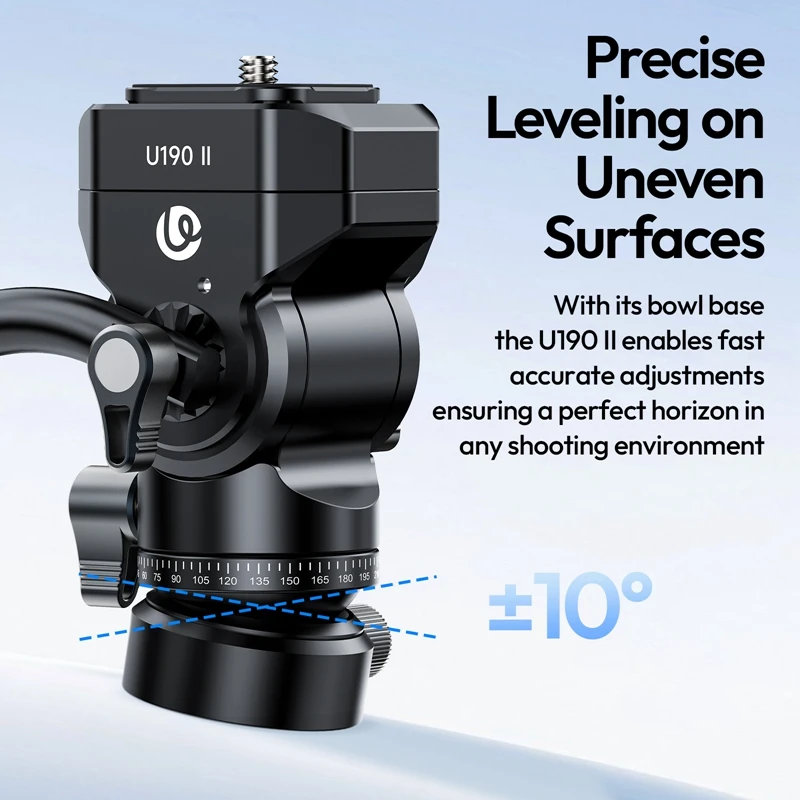 Cabezal de trípode fluido Ulanzi U190 II Uka, cabezal inclinable con placa de liberación rápida para cámara DSLR, luz de relleno con carga de rosca de 1/4 ", 4KG - imagen 5