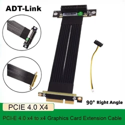 Cable elevador PCIE X4 doble ángulo recto de 90 grados PCIe 4,0 x4 a x4 Cable de extensión Gen 4 PCI Express 4x extensor de cinta de tarjeta elevadora
