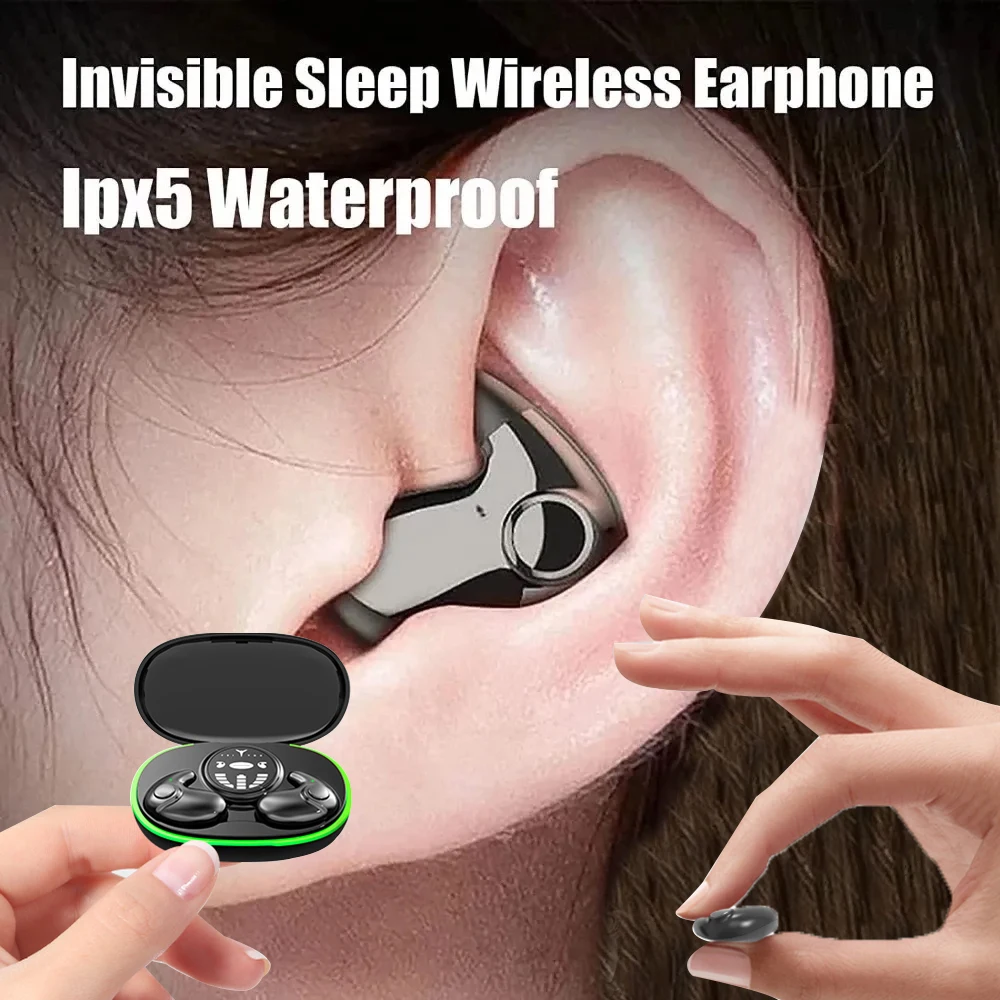 Mini auriculares invisibles para dormir TWS, inalámbricos por Bluetooth 5,3, resistentes al agua, con reducción de ruido, con Control táctil