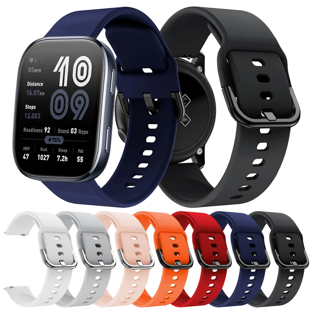 Correa suave de silicona de 20mm y 22mm para Huami AMAZFIT BIP 6 5, repuesto deportivo para pulsera Amazfit BALANCE 2 Active2 GTR/GTS Zepp Z
