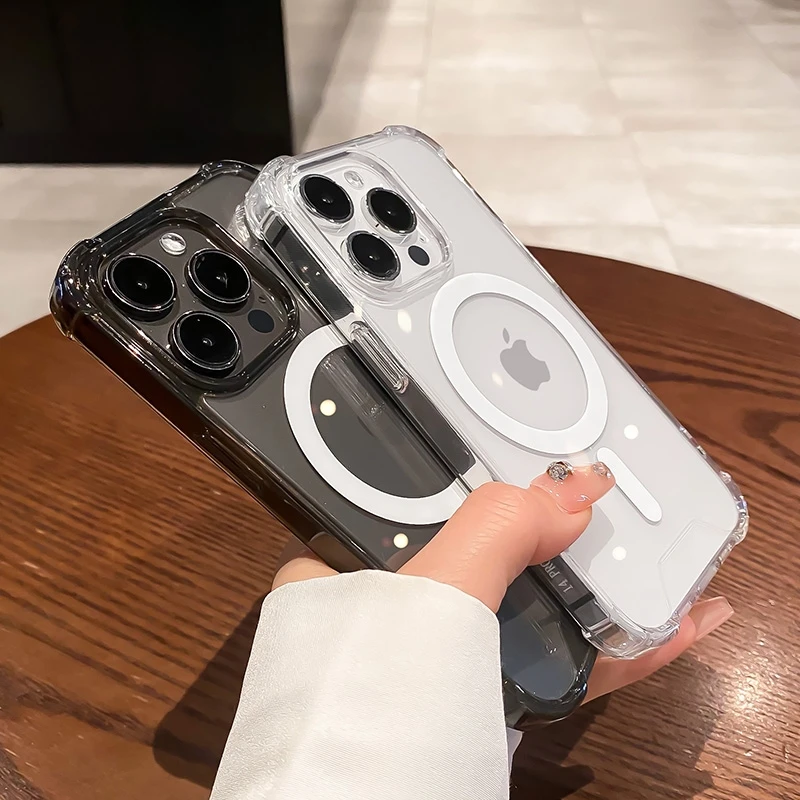 Fundas de teléfono magnéticas transparentes a prueba de golpes para For Apple iPhone 16, 15, 14, 13, 12, 11 Pro Max, For Magsafe, cubierta trasera de carga inalámbrica - imagen 3