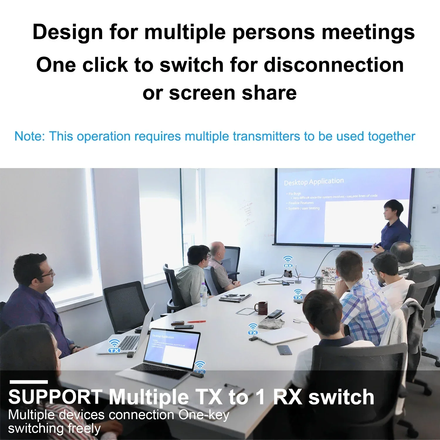 Transmisor receptor de vídeo WiFi inalámbrico de 100M extensor HDMI 2 3 4 TX 1 RX interruptor para TV Box PS4 cámara portátil PC a proyector de TV - imagen 5