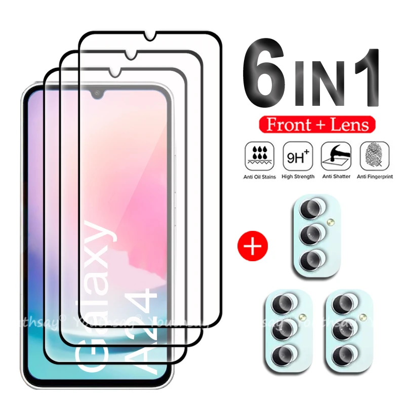 Para Samsung Galaxy A24 vidrio para Samsung A24 vidrio templado cubierta completa Protector de pantalla película Galaxy A24 A54 A34 A14 A04 A04S