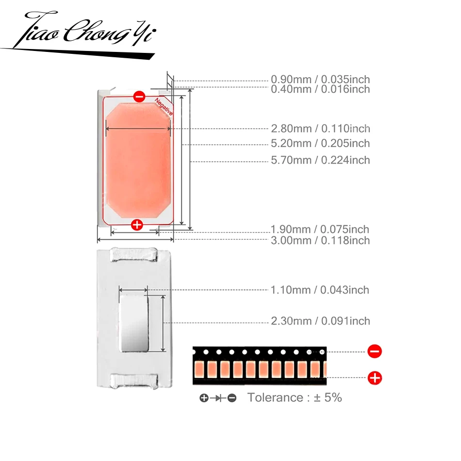 100 Uds SMD 5730 5630 Chip de diodo LED 0,2 W 0,5 W blanco cálido rojo verde azul amarillo UV púrpura rosa 850nm 940nm emisor de cuentas de luz - imagen 4