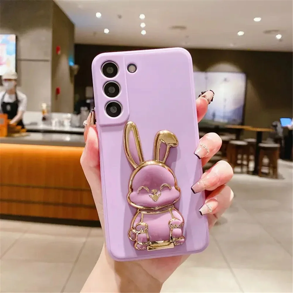 Funda de teléfono con soporte de conejo para Samsung Galaxy S24 FE Plus Ultra, funda de silicona suave a prueba de golpes para Samsung A05 A05S A15 A25 A35 A55 - imagen 4