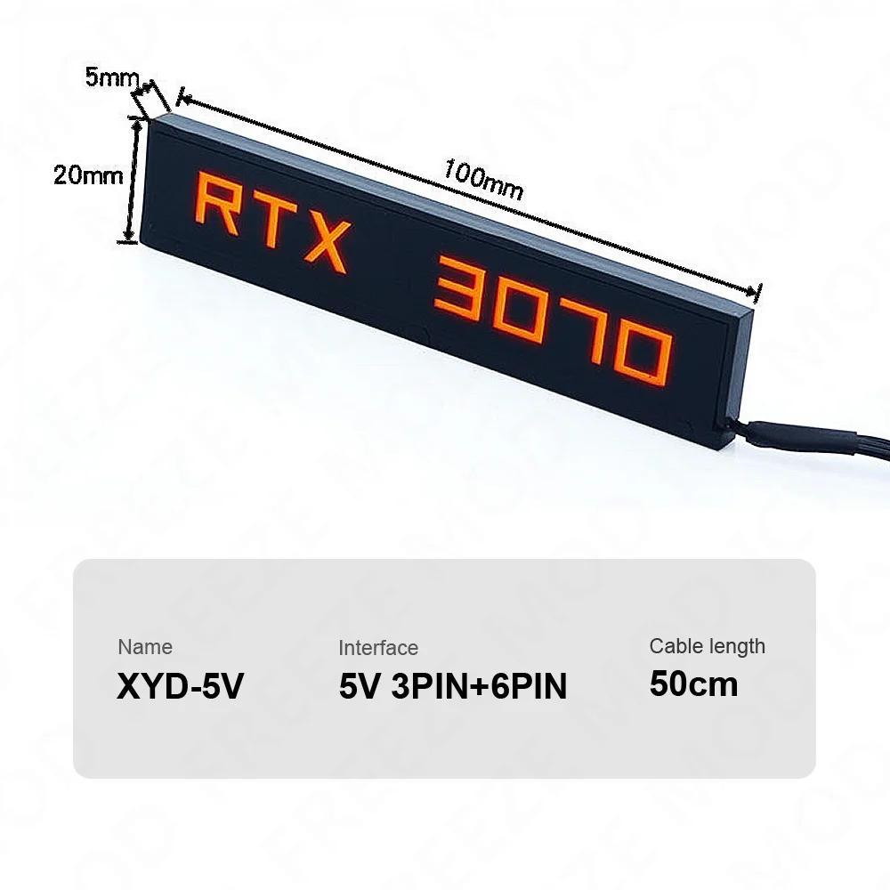 FREEZEMOD-Mini Panel tarjeta gráfica de luz lateral VGA, 5V, 3 pines, tarjeta gráfica A-RGB, placa de identificación luminosa, funda de PC, Panel de luz decorativa AURA SYNC - imagen 2