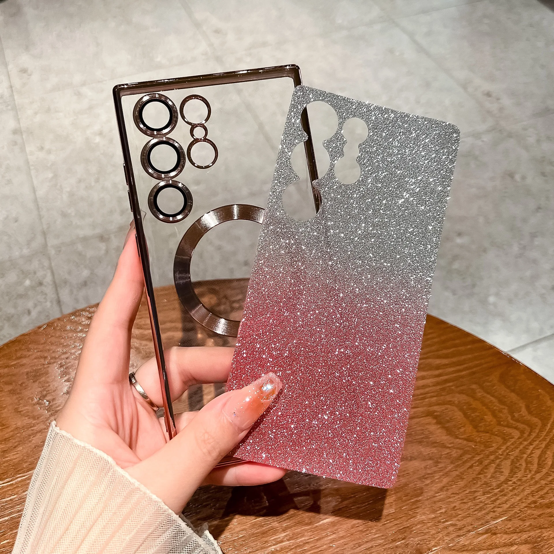 Para Samsung Galaxy S25 S24 Ultra S23 funda S22 S21 FE Plus bolsa chapada anillo de Gel de sílice funda trasera de teléfono púrpura feminidad verde - imagen 4