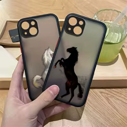 iPhone Funda TPU Mate Caballo Blanco y Negro Antigolpes