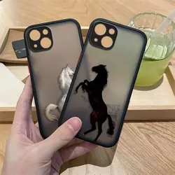 iPhone Funda TPU Mate Caballo Blanco y Negro Antigolpes