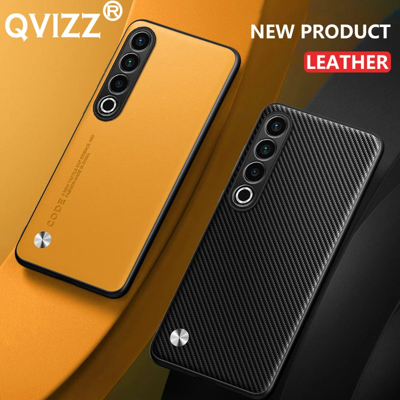 Funda de cuero para Meizu 21 Pro, cubierta dura de lujo de fibra de carbono, protección de silicona mate, cámara completa, teléfono - imagen 3