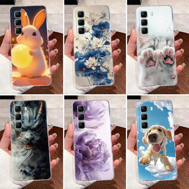 Para Infinix Hot 50 Pro Plus 4G 5G funda de lujo dragón lindo fresco niños niñas claro silicona suave contraportada ultrafino Fundas parachoques