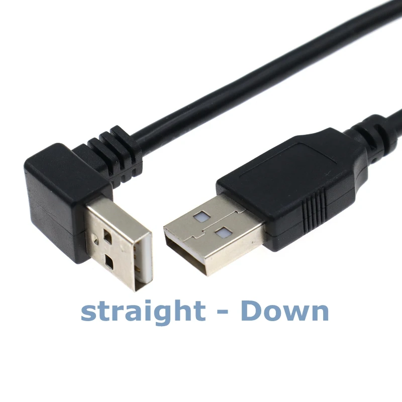 Cable de extensión de ordenador USB Dual 0,5 M 1M USB 2,0 tipo A macho a macho Cable de 90 grados Cable de datos negro de alta velocidad 480 Mbps - imagen 4