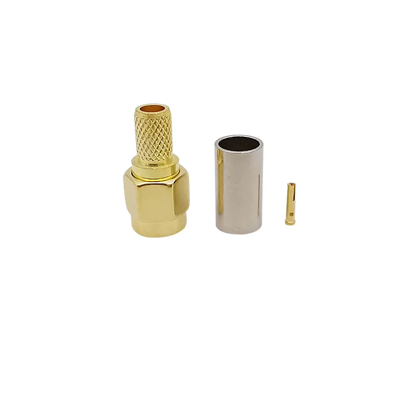 Adaptador de conector RF macho (Pin hembra), RP-SMA para prensado y soldadura, Cable Coaxial RG58 LMR195 LMR200, 10 unidades por lote - imagen 4