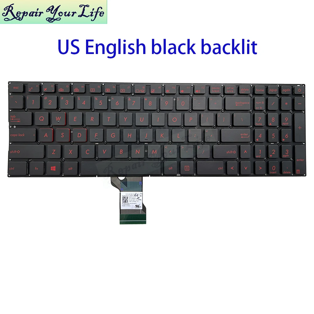 Teclado retroiluminado US RU para For Asus N501 N501VW UX501 UX501VW G501 G501VW EE. UU. Inglés RUS Teclado ruso 0KNB0-662MUS00 AEBK5U02020