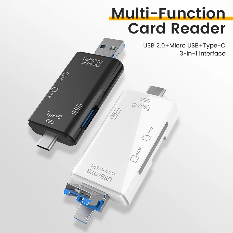 Lector de tarjetas OTG 6 en 1, lector de tarjetas Micro SD TF, unidad Flash USB, lectura de tarjetas de memoria inteligente, adaptador de lector de tarjetas USB 2,0 TF CF tipo C - imagen 5