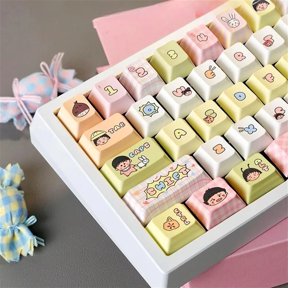 Little Maruko lindo Keycap PBT 130 teclas Cherry MOA Anime tema de dibujos animados adecuado para teclado mecánico Mx Gateron Kailh Switch - imagen 2