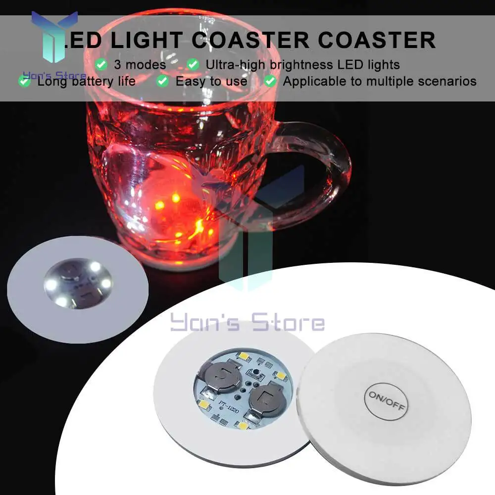Barra de fiesta, posavasos LED colorido para taza, pegatina de luz LED adhesiva, etiqueta, posavasos para botella para champán, Vodka, vino, bebidas, Flash - imagen 3