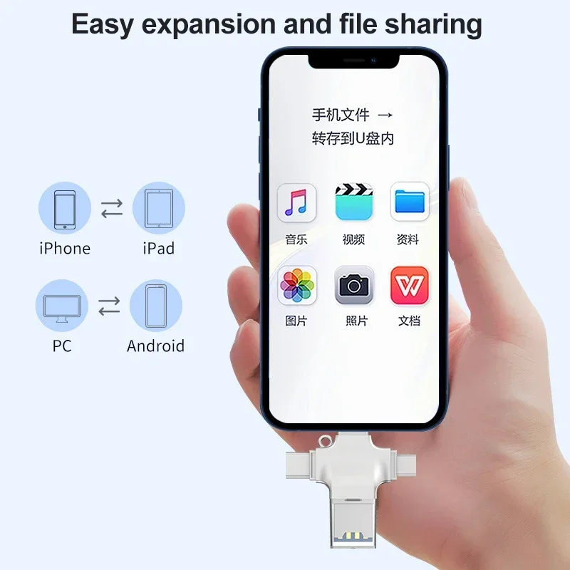 Adaptador USB C OTG 4 en 1 USB 3,0 a USB-C Micro USB tipo C Lightning ordenador tableta lector de tarjetas USB - imagen 3