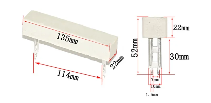 Resistencia cerámica de cemento, 100W, 5%, 0,1, 0,5, 1, 1,5, 2, 2,5, 3, 3,3, 4, 5, 6, 8, 10, 12, 15, 20, 25, 30, 47, 50, 100, 150, 200, 250, 300, 500, 1K Ohm - imagen 4