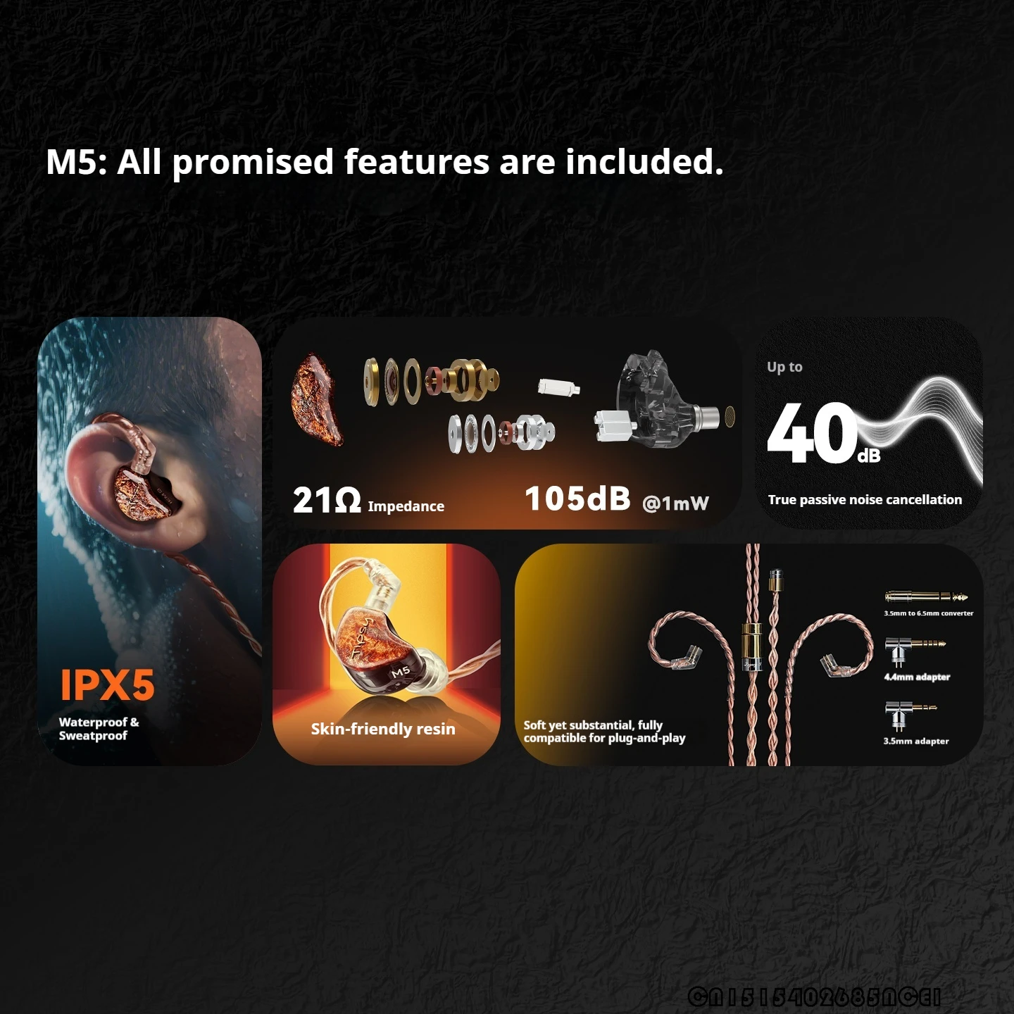 TIPSY M5 IEM auriculares con cable en la oreja HIFI alta fidelidad IPX5 DAC reducción de ruido auriculares para fiebre monitoreo de retroalimentación auriculares regalo - imagen 4