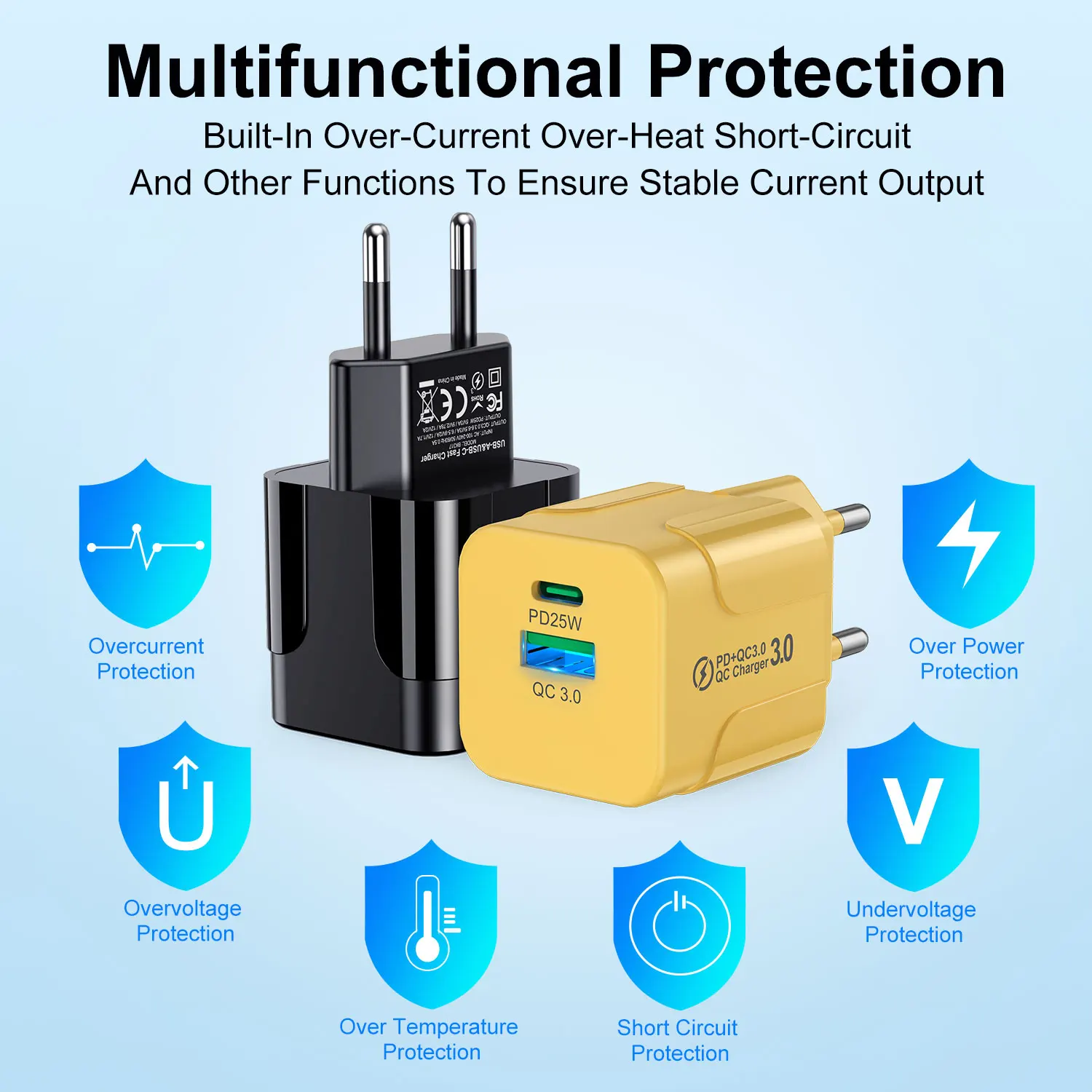 PD 25W USB C cargador rápido para iPhone 15 Pro Max Xiaomi 14 Oneplus KR UE EE. UU. Mini 2 puertos enchufe de viaje adaptador de carga rápida para teléfono - imagen 2