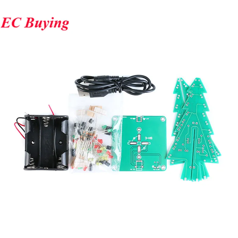DIY 3D árbol de Navidad práctica de soldadura colorido LED intermitente RGB ciencia electrónica Kit de ensamblaje DIY árboles de Navidad - imagen 3