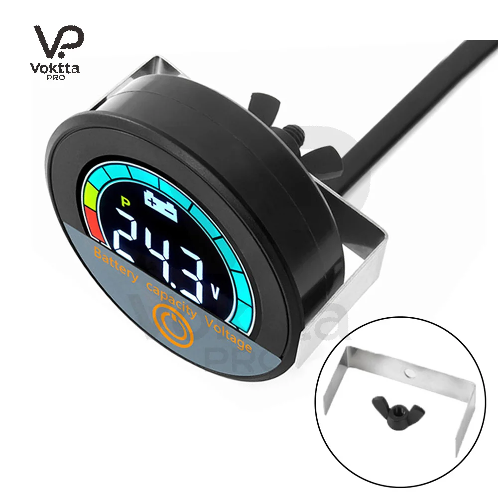 5918 medidores de voltaje con pantalla Digital LED voltímetro de Panel redondo con terminales voltímetro impermeable probador de batería DC8-100V