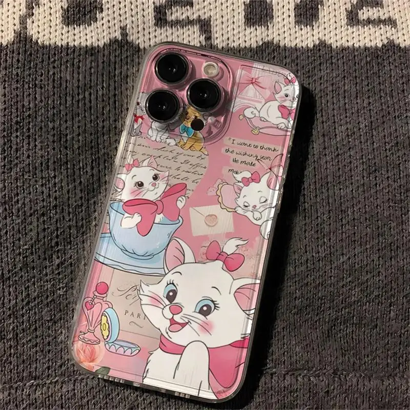 Bonita funda de teléfono transparente Mary Cat para Iphone 15 Pro Max 11 12 13 14 Pro Max 6 6S 7 8 Plus 12 Mini XS Max XR SE 2 funda de gato con orejas 3D - imagen 3
