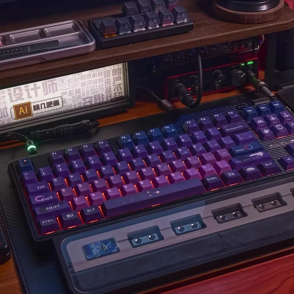 142 teclas/juego de teclas de cielo sin hombre, teclas subcama de tinte PBT, teclas a prueba de luz con perfil de cereza para interruptor MX Wooting Alice 60 75 96 - imagen 2