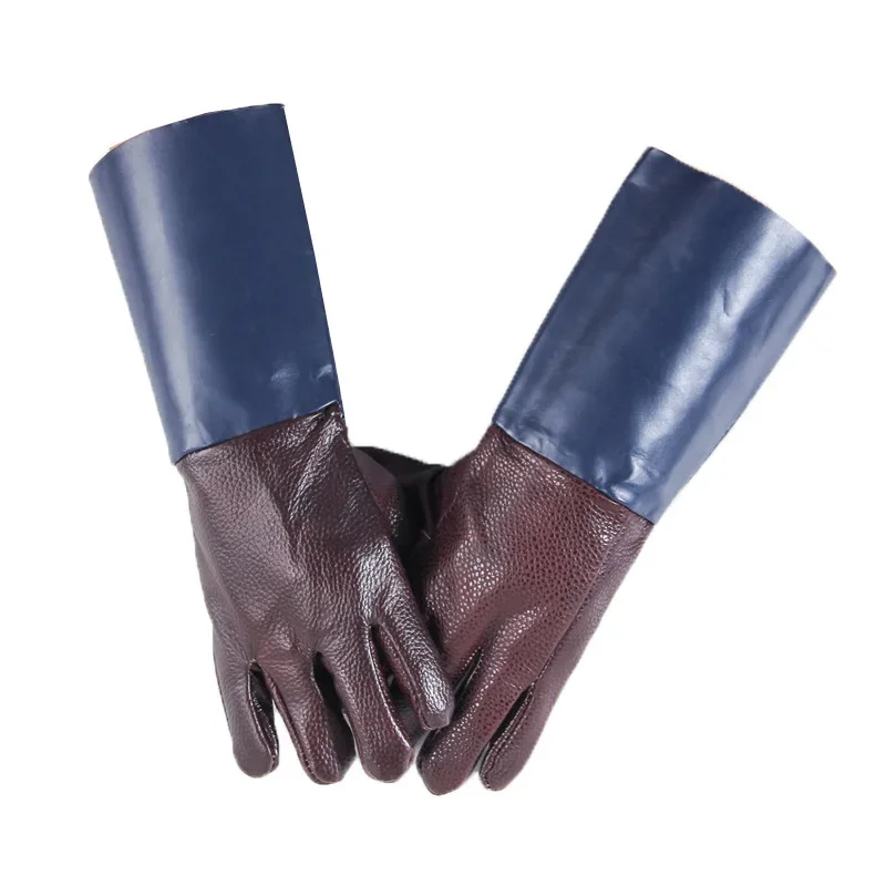 Guantes de trabajo protectores de soldadura de cuero extendidos resistentes al desgaste suave - imagen 3