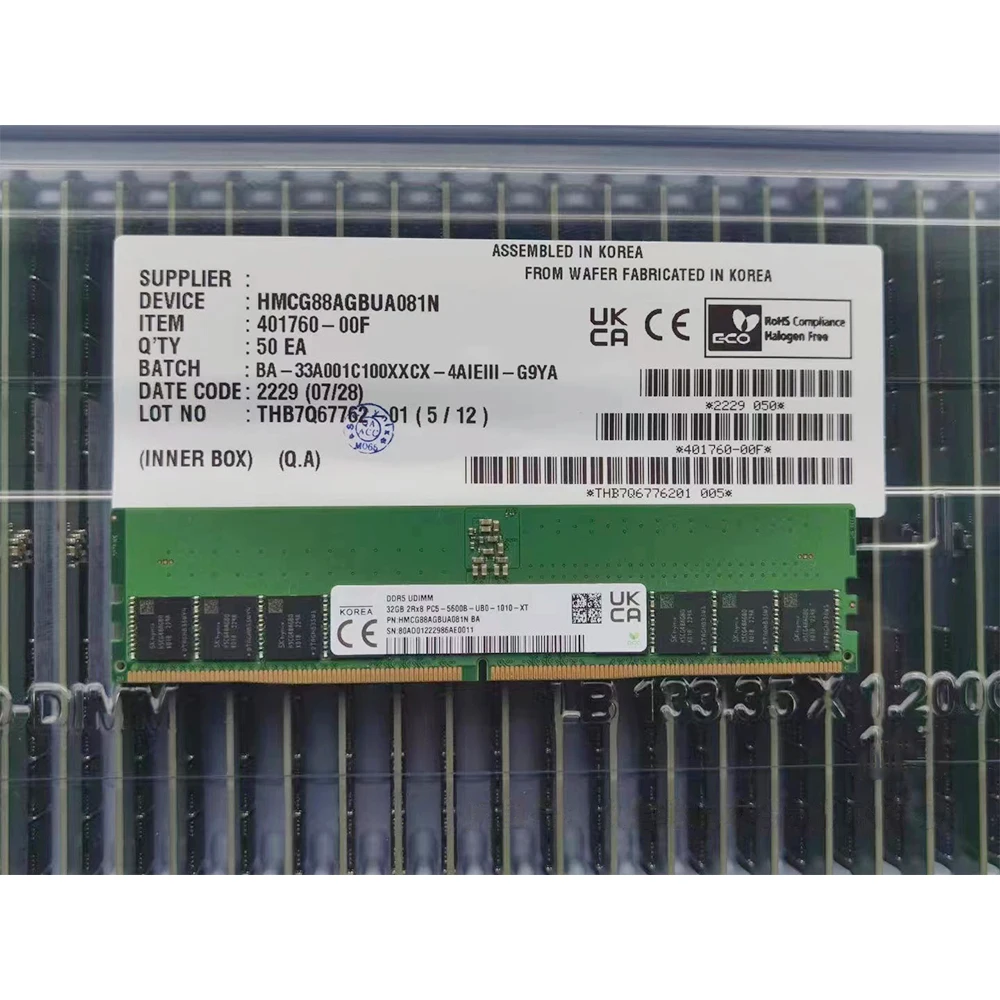 1 Uds. Para SK Hynix RAM 32GB 32G 2RX8 5600 PC5-5600B-UB0 DDR5 UDIMM memoria de escritorio HMCG88AGBUA081N - imagen 2