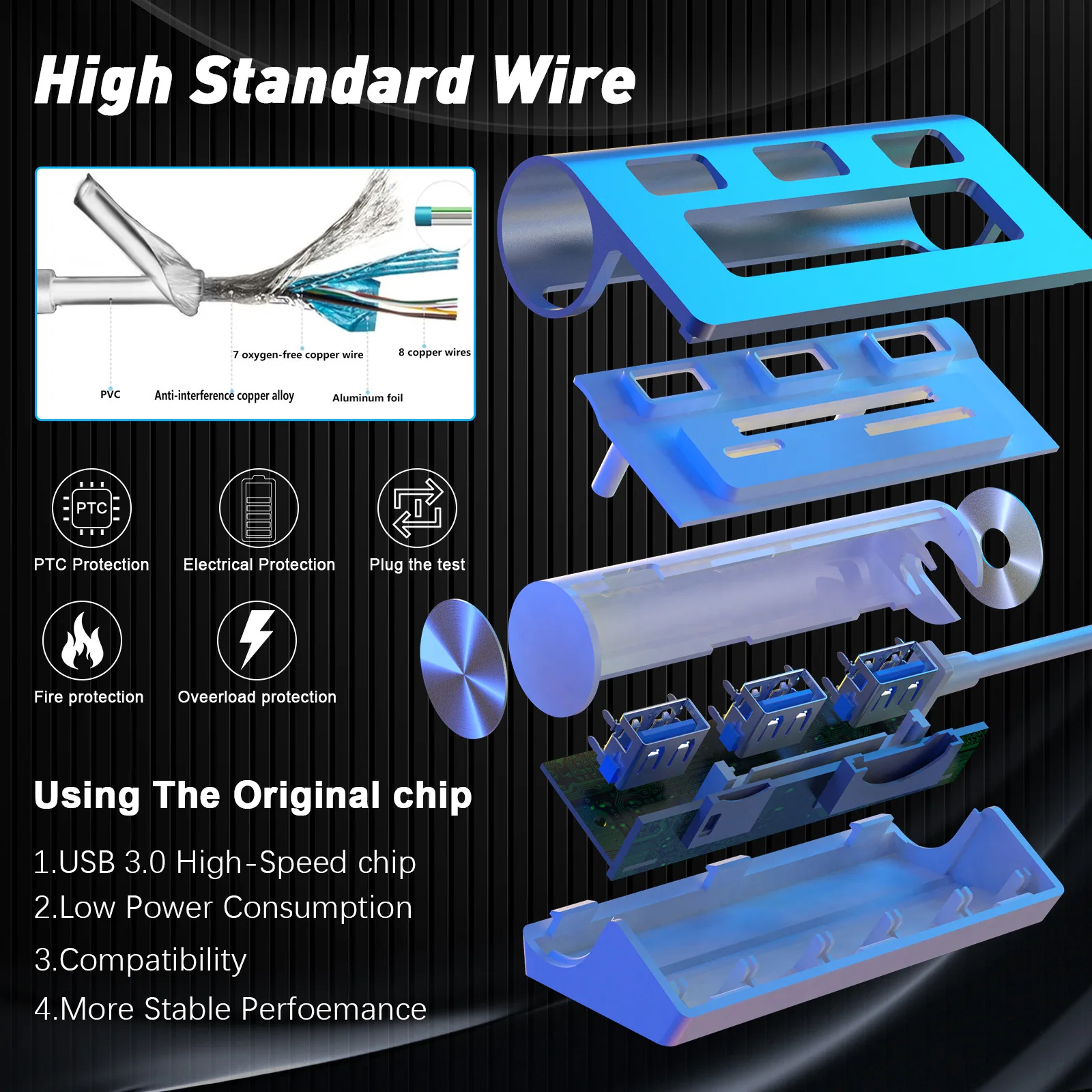 Se muestra un alambre azul y negro en un diagrama