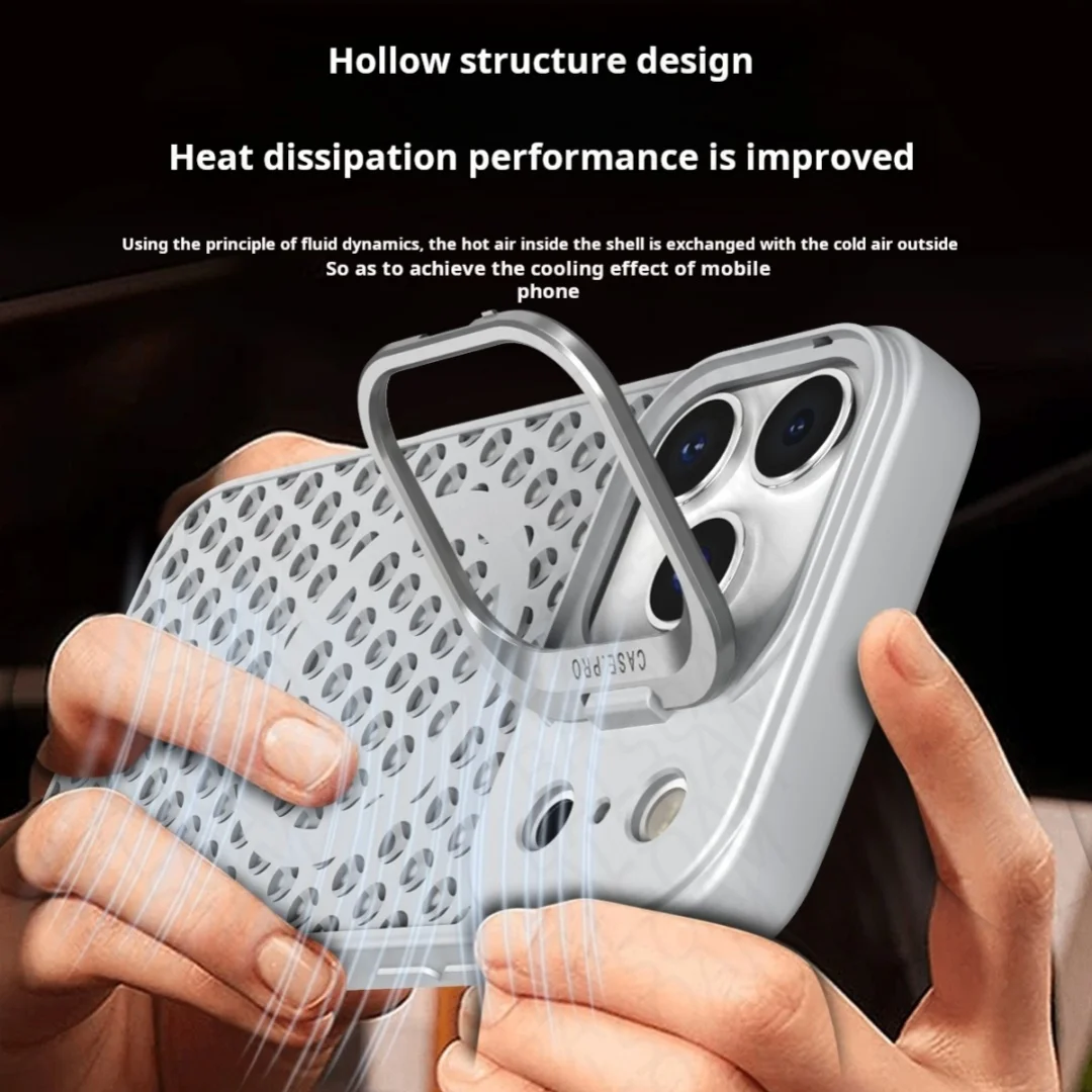 For Magsafe Magnetic Wireless Charge Heat Dissipation Case For iPhone 17 Air 16 E 15 14 Plus 13 12 11 Pro Max Lens Bracket Cover - imagen 5