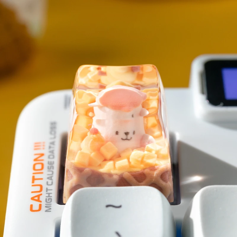 Tapa de teclado artesanal de helado de animales, capibara, personalizada, bonita, de resina, hecha a mano, de Anime, para regalo de teclado mecánico - imagen 5