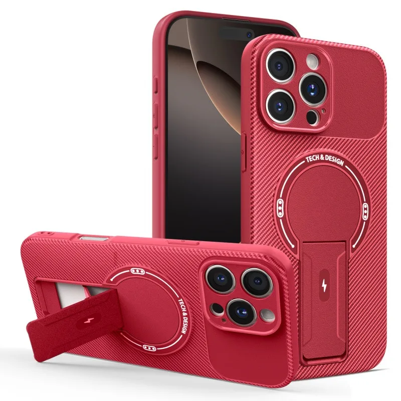 Funda con Soporte Magnético para Magsafe para iPhone 17 Air 16 15 14 Plus 13 12 11 17 Pro Max, Fibra de Carbono, Soporte Magnético, Cubierta para Teléfono, Capa - imagen 5