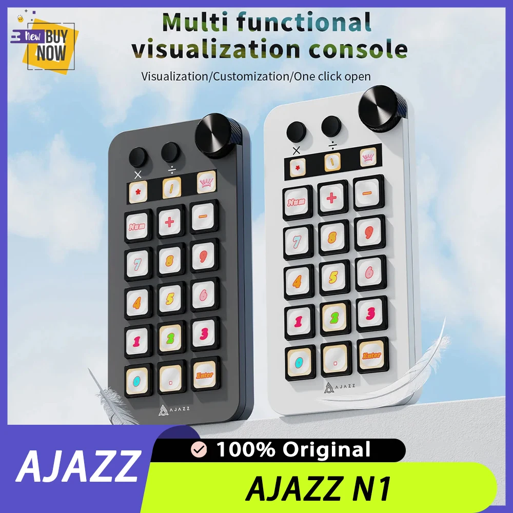 Ajazz N1 Mini consola de visualización multifuncional Panel de teclado programable Assistente transmisión en vivo teclado con botones regalos