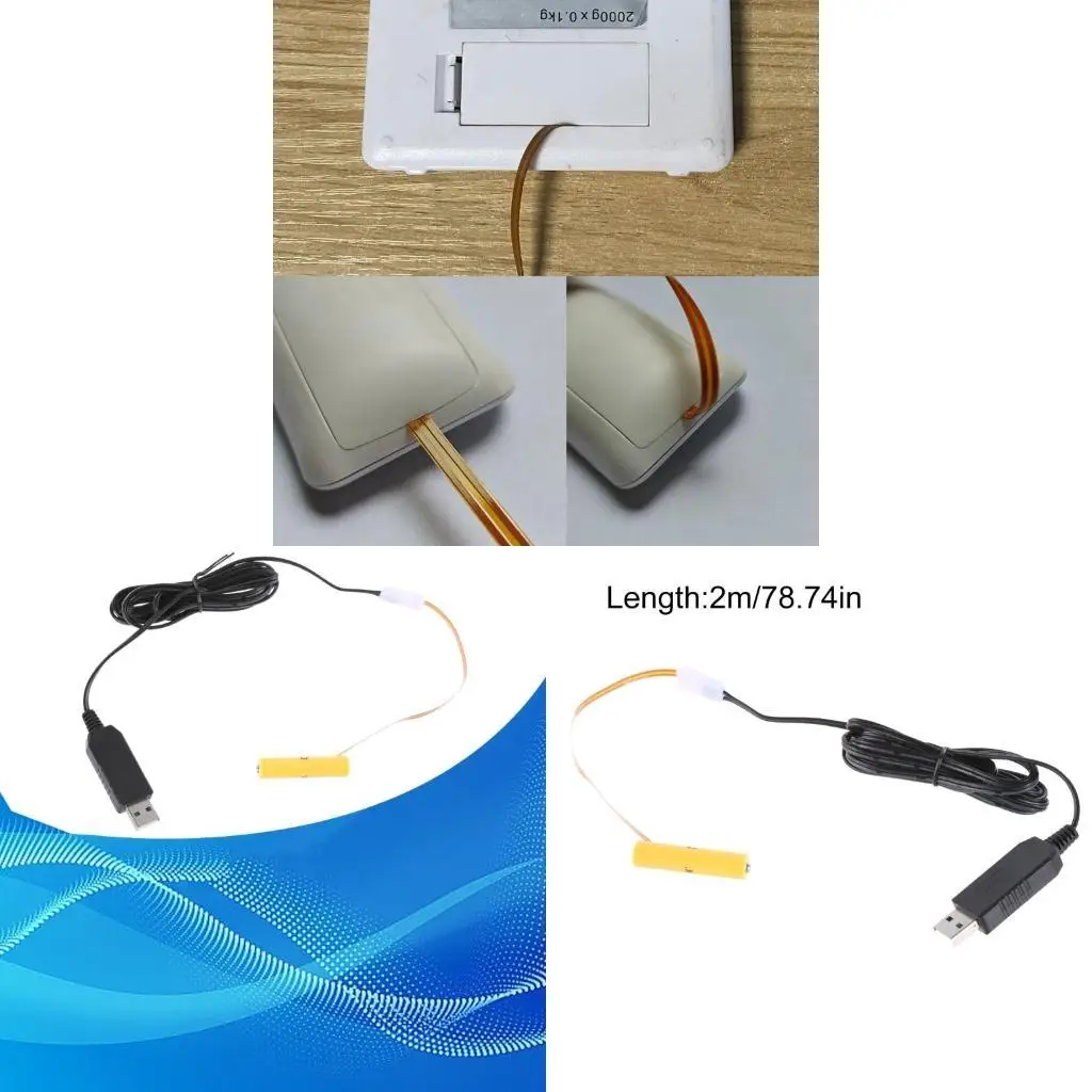 Cable conversión batería USB sostenible R53C para dispositivos con batería LR3 6V, cable largo para configuraciones