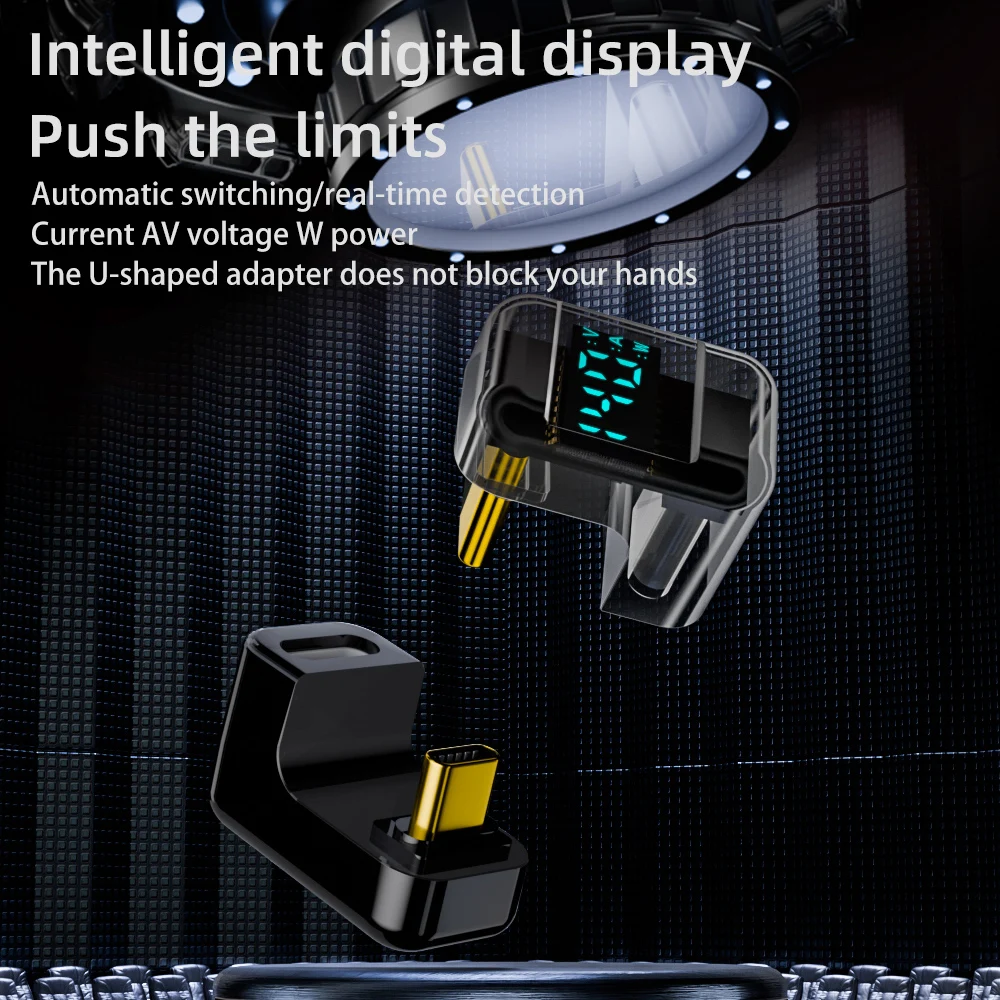 Adaptador USB C de 90 grados, adaptador tipo C en forma de U de ángulo recto, transferencia de datos de 40Gbps PD 140W USB4.0 8K 60Hz, vídeo para Thunderbolt 3/4 - imagen 2